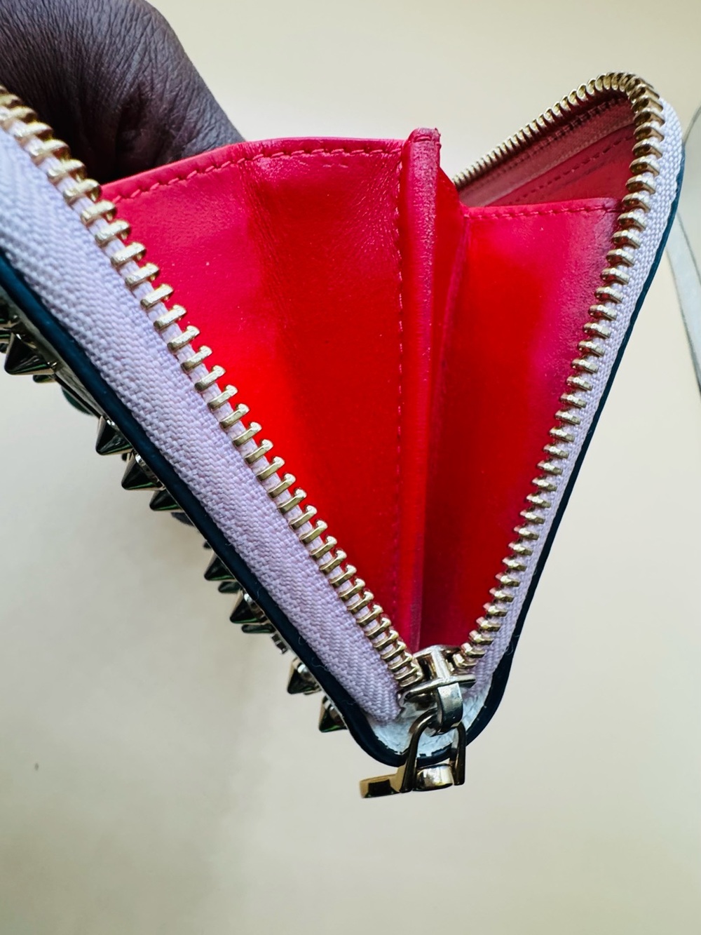 Christian Louboutin White Studded Zip Wallet with Multicolor Accents - Picture 9 of 14